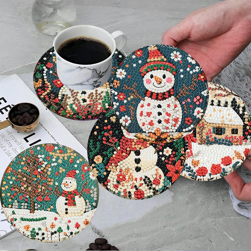 8 PCS Diamond Art Coasters Christmas Snowman 🍁 All In One Marketplace Canada