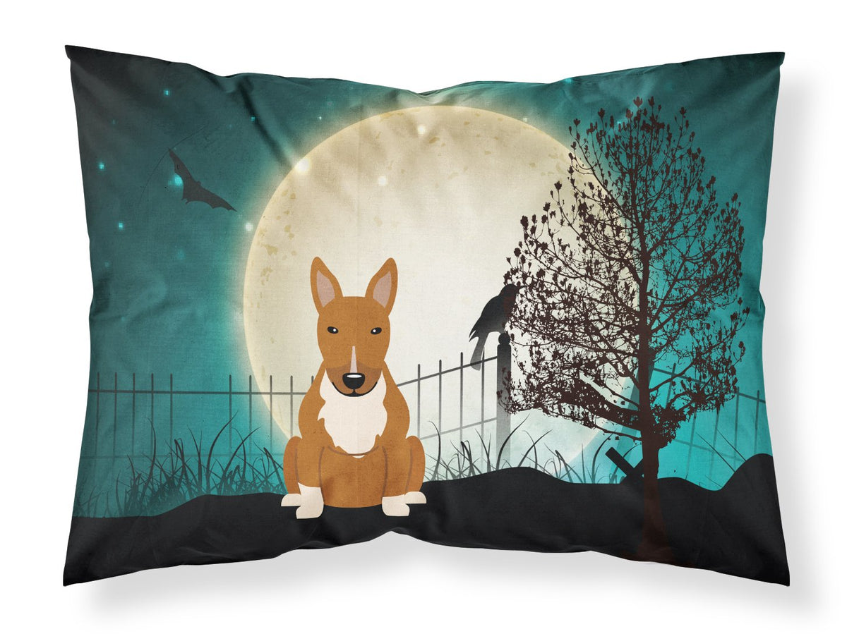 Taie d'oreiller standard Caroline's Treasures BB2324PILLOWCASE, motif Halloween Bull Terrier effrayant sur fond rouge, tissu léger, ultra-douce, facile d'entretien, taie d'oreiller décorative, standard