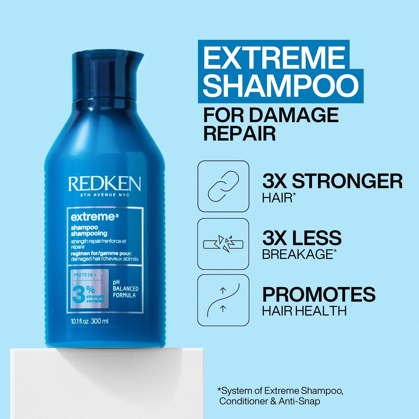 Redken Extreme Shampoo For Dry Damaged Hair, Infused With Proteins to Strengthen And Repair, Prevent Breakage, 300ml - Available at All In One Marketplace Canada
