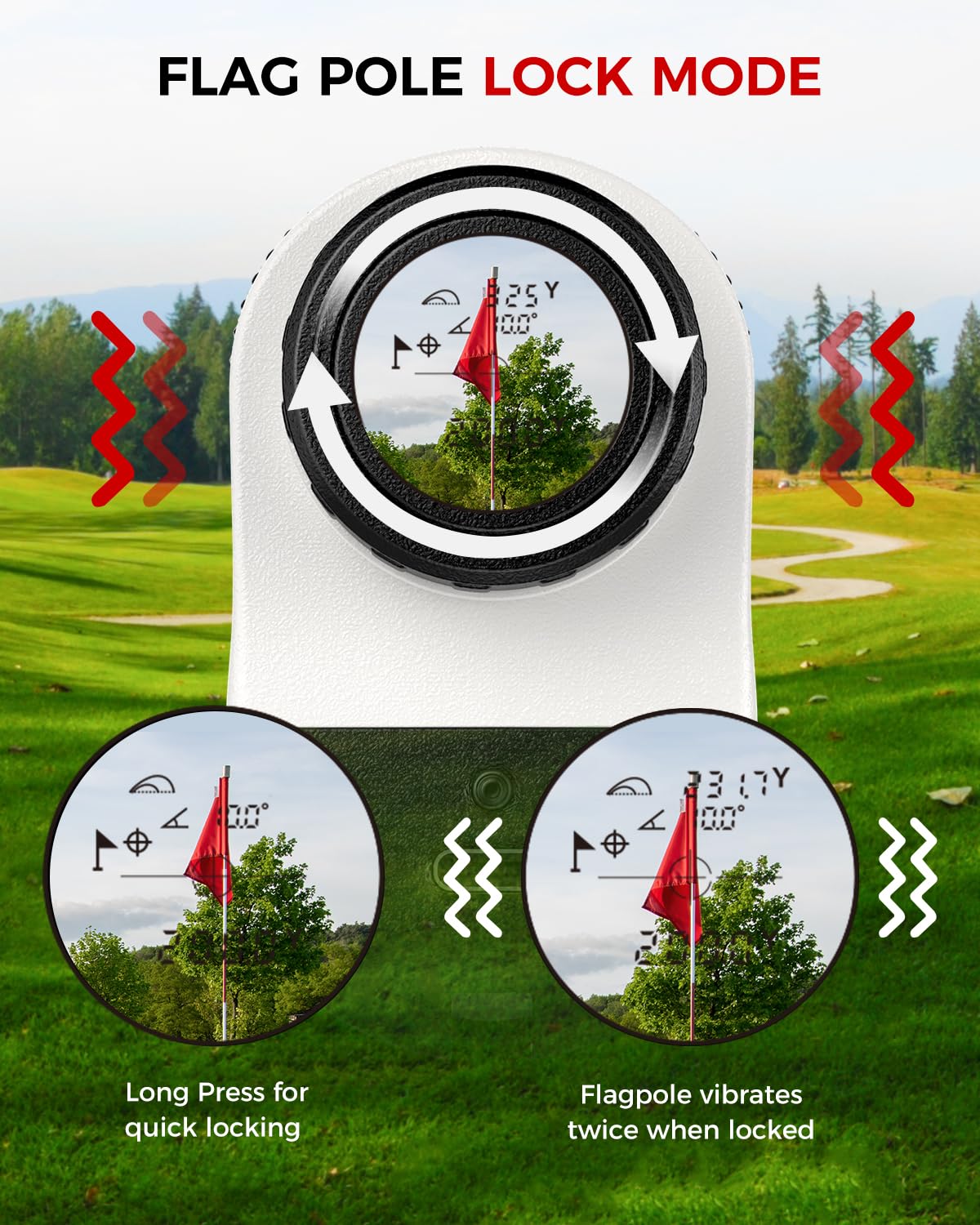 VyKure Golf Rangefinder with Slope - 1200 Yards Laser Range Finder with Flag Pole Locking Vibration, 7X Magnification rangefinder with Magnet Stripe (White) - Available at All In One Marketplace Canada