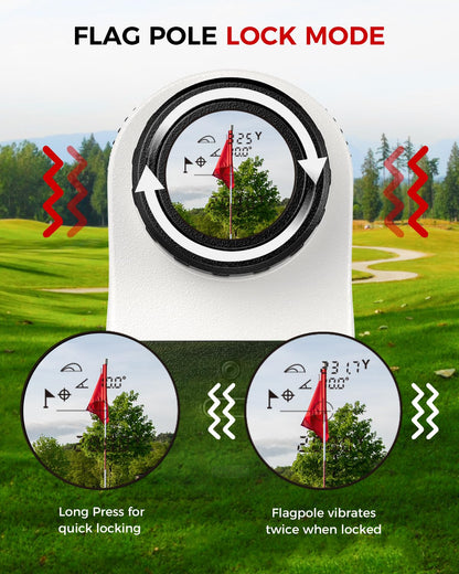VyKure Golf Rangefinder with Slope - 1200 Yards Laser Range Finder with Flag Pole Locking Vibration, 7X Magnification rangefinder with Magnet Stripe (White) - Available at All In One Marketplace Canada