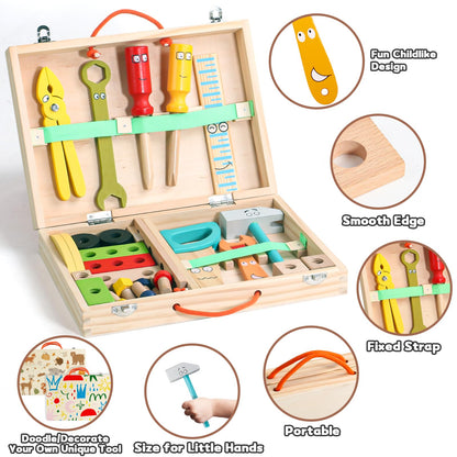 TONZE Kids Tool Set for Boys 3-5, Wooden Building Toy Gift Set 🍁 All In One Marketplace Canada