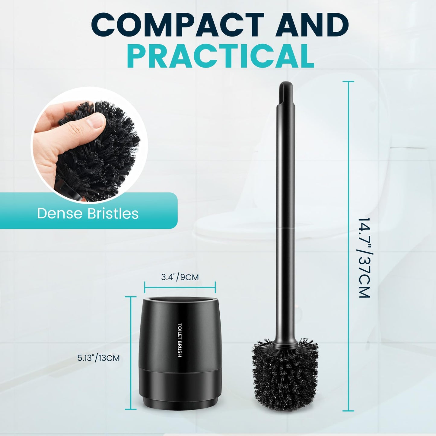 Toilet Brush Toilet Bowl Cleaner Brush and Holder with Dense Durable Scrubbing Bristles Black Toilet Scrubber for Bathroom Deep Cleaning - Available at All In One Marketplace Canada