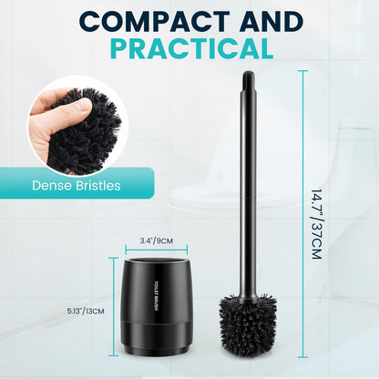 Toilet Brush Toilet Bowl Cleaner Brush and Holder with Dense Durable Scrubbing Bristles Black Toilet Scrubber for Bathroom Deep Cleaning - Available at All In One Marketplace Canada