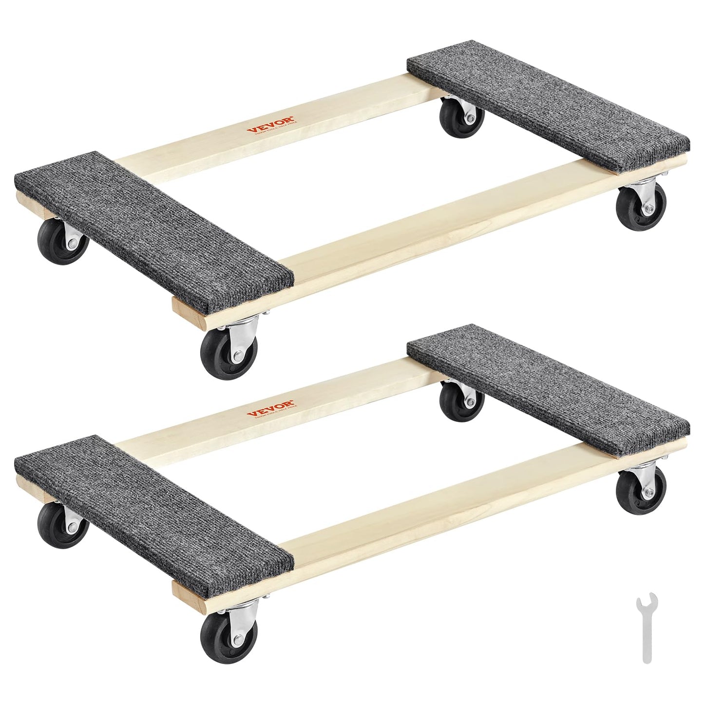 VEVOR Furniture Dolly, 1000 lbs Each Load Capacity, 2 Packs, 18" x 30", 8 x 3" PP Swivel Casters, Heavy Duty Hardwood Furniture Moving Dolly, Mover's Dolly, Moving Cart with Wheels for Heavy Furniture 🍁 All In One Marketplace Canada