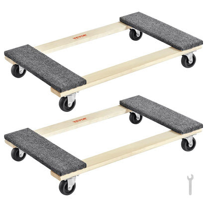 VEVOR Furniture Dolly, 1000 lbs Each Load Capacity, 2 Packs, 18" x 30", 8 x 3" PP Swivel Casters, Heavy Duty Hardwood Furniture Moving Dolly, Mover's Dolly, Moving Cart with Wheels for Heavy Furniture 🍁 All In One Marketplace Canada