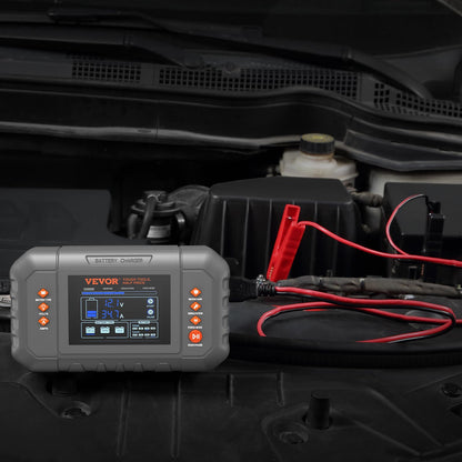 VEVOR Smart Battery Charger, 35-Amp, Lithium LiFePO4 Lead-Acid (AGM/Gel/SLA) Car Battery Charger with LCD Display, Trickle Charger Maintainer Desulfator for Boat Motorcycle Lawn Mower Deep Cycle VEVOR