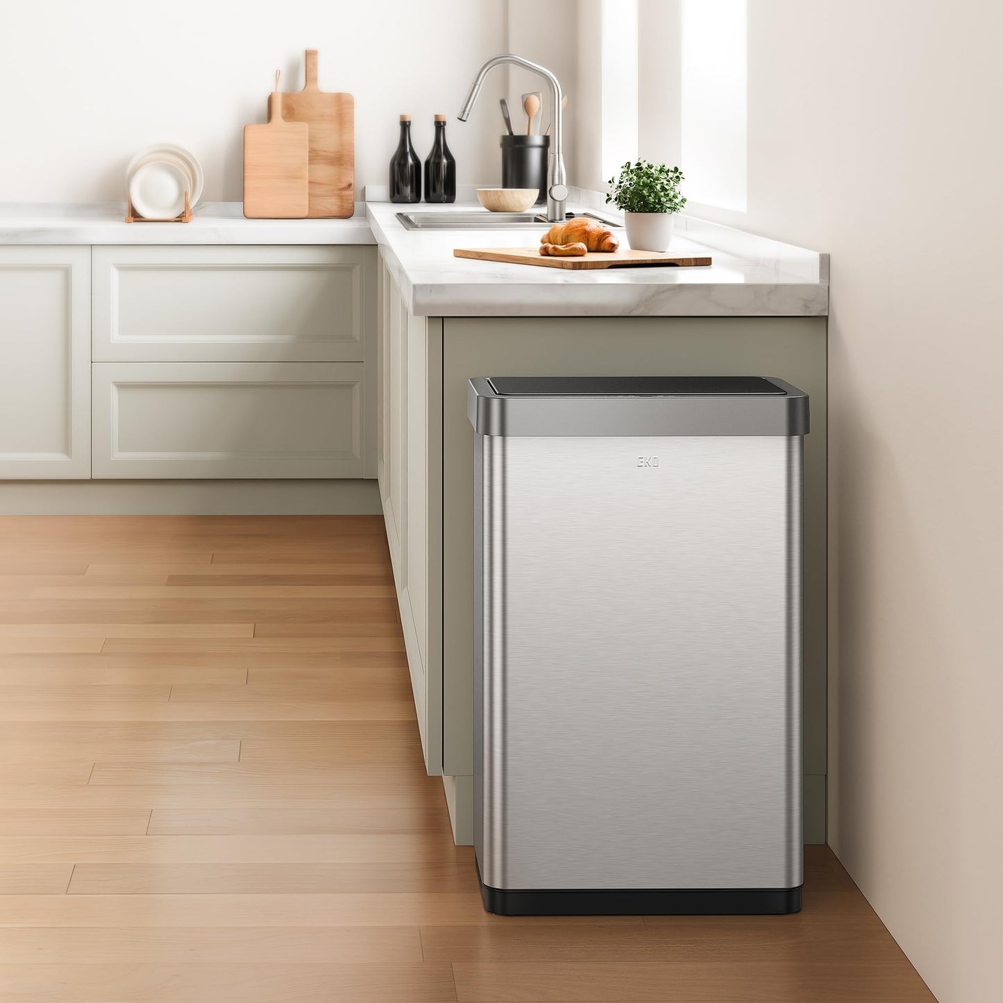 EKO Mirage X 80 Liter / 21.1 Gallons Motion Sensor Trash Can, Automatic Large Kitchen Trash Can Touchless, Stainless Steel 🍁 All In One Marketplace Canada