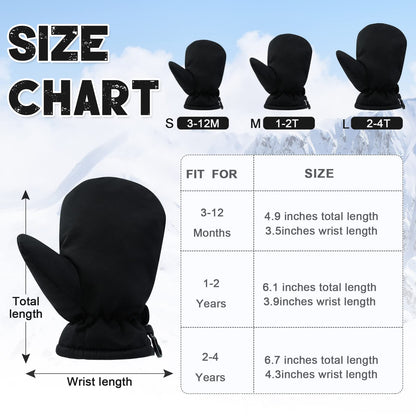 BAVST Baby Winter Waterproof Gloves Toddler Boys Girls Ski Snow Mittens Kids Fleeced Lined Warm Gloves (Black, M(1-2 Years)) 🍁 All In One Marketplace Canada