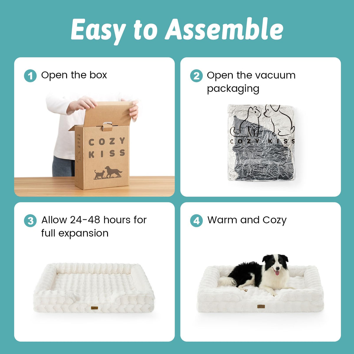 COZY KISS Warm Orthopedic Extra Large Dog Bed, XXL 122x89x20 cm, Beige 🍁 All In One Marketplace Canada