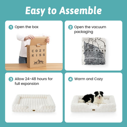 COZY KISS Warm Orthopedic Extra Large Dog Sofa Bed, XL 112x81x18 cm, Beige 🍁 All In One Marketplace Canada