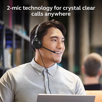 Jabra Evolve2 30 SE (2025 Version) Wired Dual-Ear Headset with Microphone for Work – Computer Headset - New USB-A and USB-C Cable - Works with All Online Meeting Platforms - Black