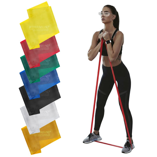 THERABAND Resistance Bands Set, 7 Pack 6 ft Exercise Bands, Light to Extra Heavy Levels 1–7, Latex Stretch Bands for Strength Training, Pilates, Mobility & Full Body Home Workouts TheraBand