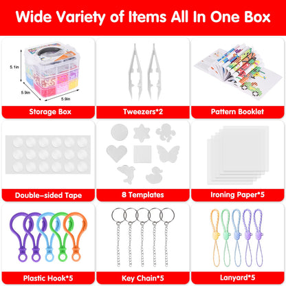 Fuse Beads Kit for Kids: 10000PC Melty Beads Set, 5MM Iron Melting Beads Craft Kit with 8 Pegboards,5 Ironing Paper and Accessories, Arts and Crafts Set Toys Gifts for Boys Girls Christmas Birthday 🍁 All In One Marketplace Canada