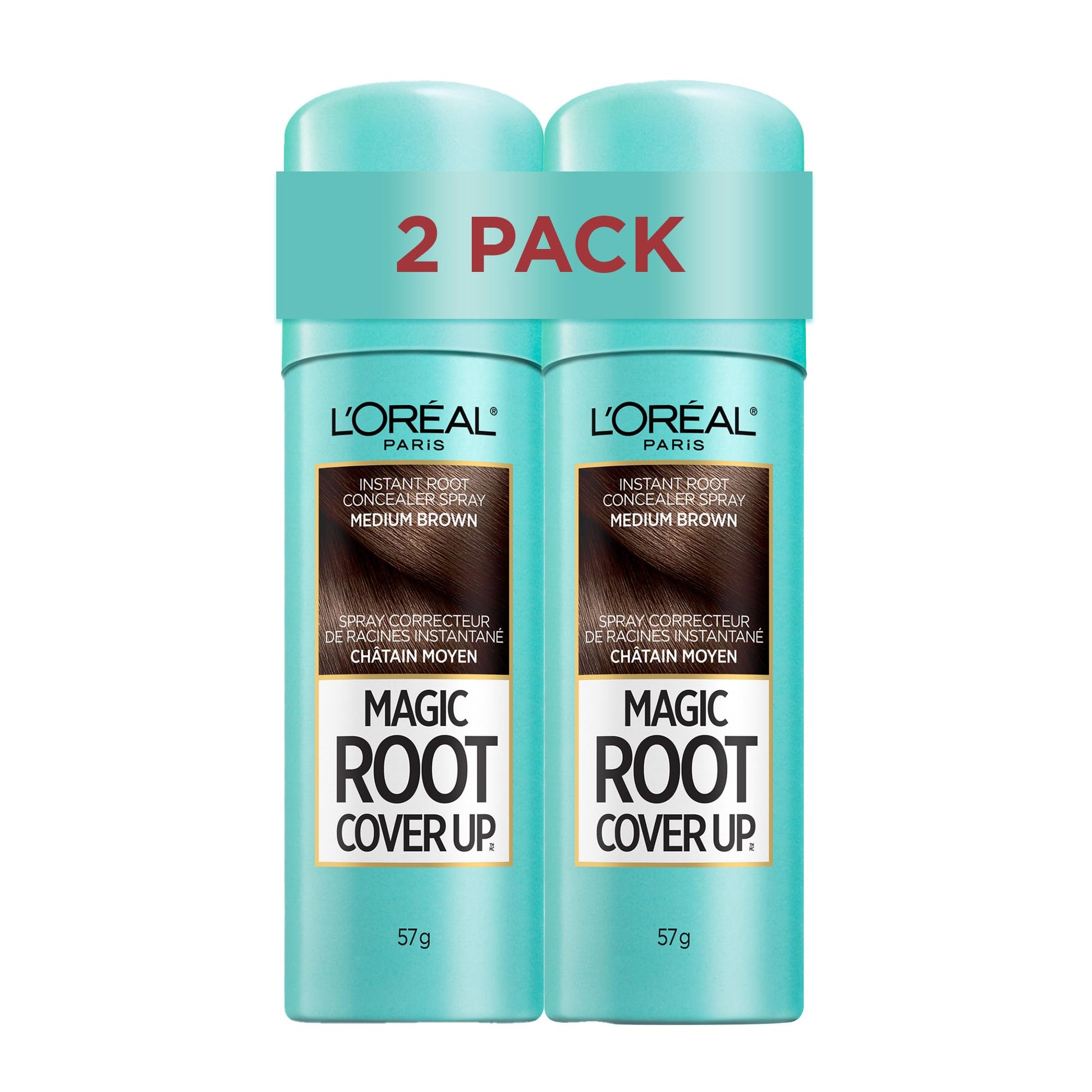 L'Oréal Paris Magic Root Cover Up Root Touch Up, Medium Brown Blonde Hair Dye, Root Touch Up Spray for Thinning Hair, Temporary Hair Dye, Grey Coverage, Pack of 2 L'Oreal Paris
