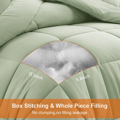 All Season Queen Comforter Set 3 PCs Soft Quilted Down Alternative Comforter+2 Pillow Shams with Corner Tabs,Winter Summer Warm Fluffy,Machine Washable (Sage Green, Queen) 🍁 All In One Marketplace Canada