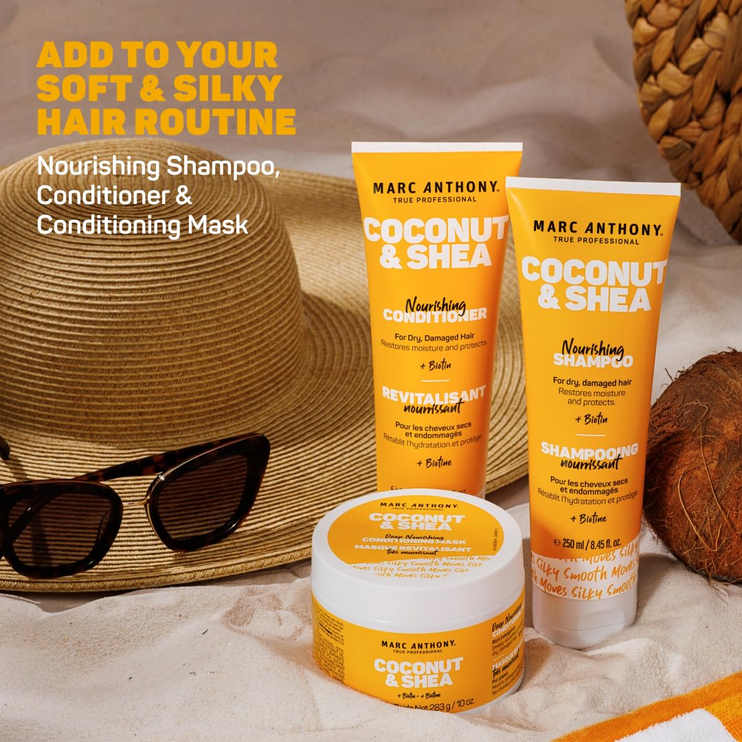 Marc Anthony Coconut Oil & Shea Butter Shampoo & Conditioner – Biotin & Keratin - Sulfate Free, Color Safe, Anti Frizz Hair Shampoo & Conditioner Gift Set for Dry Damaged Hair