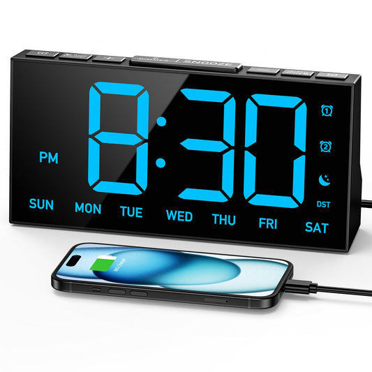 GOLOZA Digital Alarm Clocks for Bedrooms, Digital Clock with 4 Level Brightness +Off, Dual Customizable Alarms, USB Port, Power-Off Memory, Snooze, DST, 12/24H, Desk Clock for Kids Adults Elderly - Available at All In One Marketplace Canada