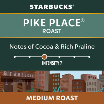 Starbucks Pike Place Roast Medium Roast Coffee Capsules for Nespresso Vertuo – 32 Pods (4 Boxes of 8)