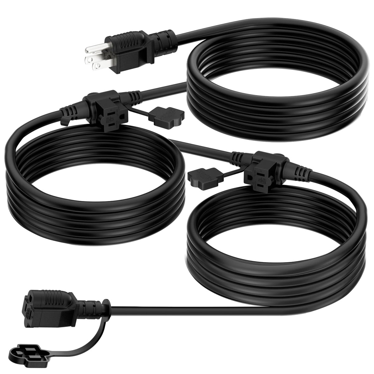 K KASONIC Outdoor Extension Cord 25 FT, Evenly Spaced 3 Outlets, Black 🍁 All In One Marketplace Canada