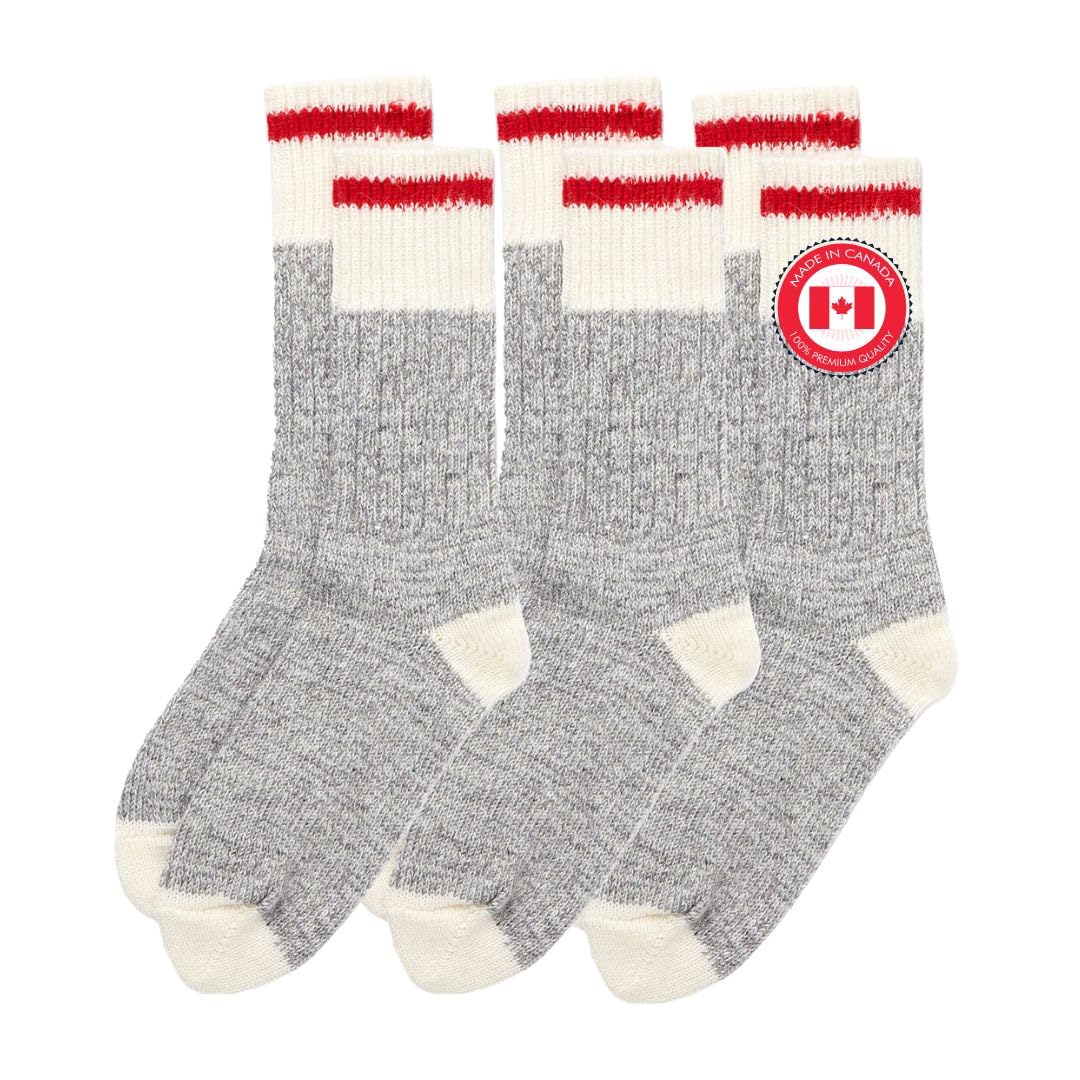 DURAY | Wool Socks for Men and Women | Warm Thermal Winter Socks | Heavy Duty Work Socks for Cold Weather | Durable Wool Blend Outdoor Socks | 3-Pack (Red, Size X-Large) 🍁 All In One Marketplace Canada