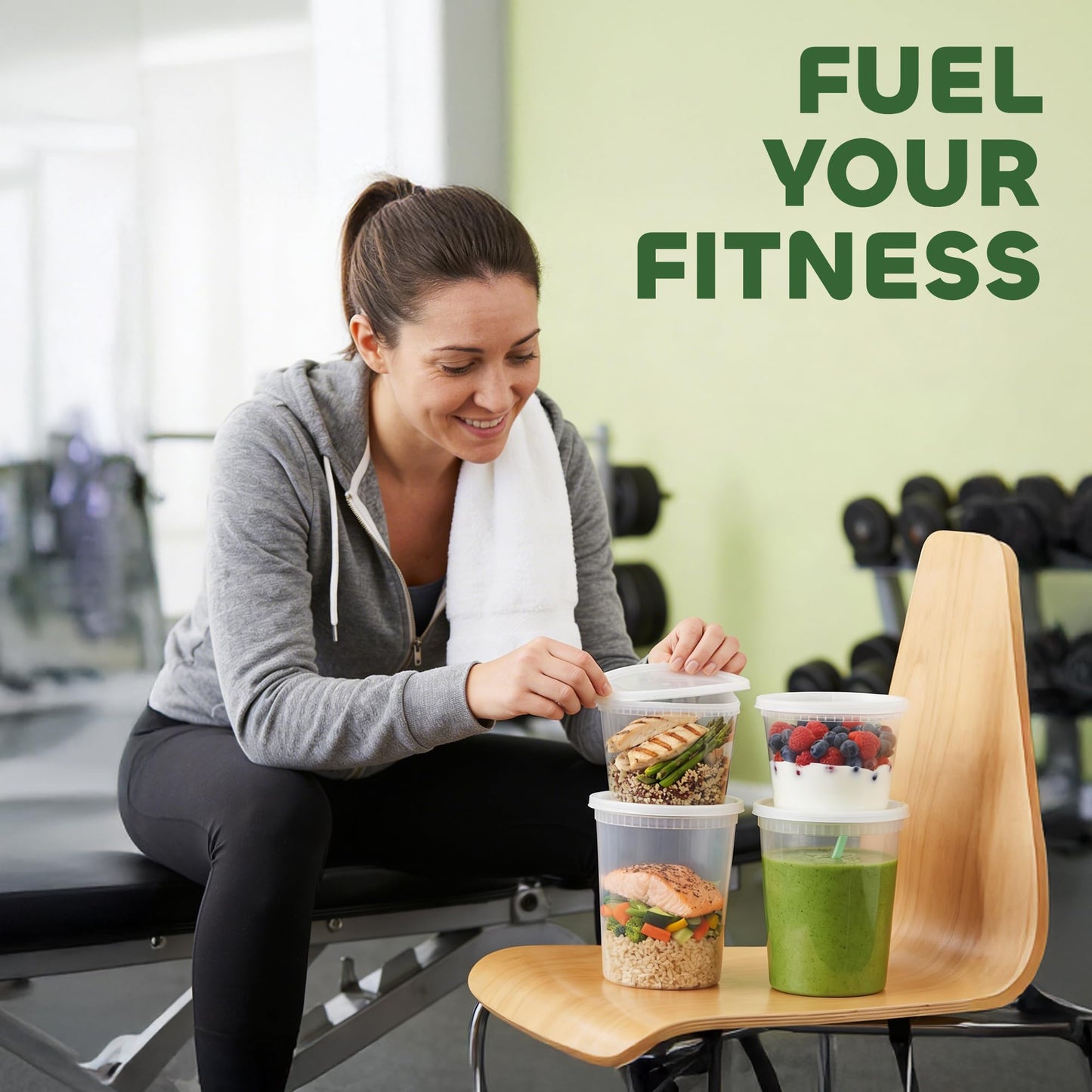 Deli Food Containers with Lids - (48 Sets) 24-32 Oz Quart Size & 24-16 Oz Pint Size Airtight Food Storage Takeout Meal Prep Containers with 54 Lids, BPA-Free, Dishwasher, Microwave Safe - Available at All In One Marketplace Canada