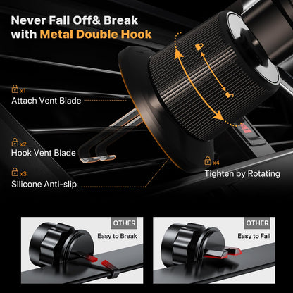 Miracase Phone Holder Car Mount:Universal Air Vent Cellphone Stand Brakect with Metal Hook Clip,360 Rotating Carmount Accessories for iPhone 17/16/15/14/13/12 Pro Max,Galaxy,Camera,Black - Available at All In One Marketplace Canada