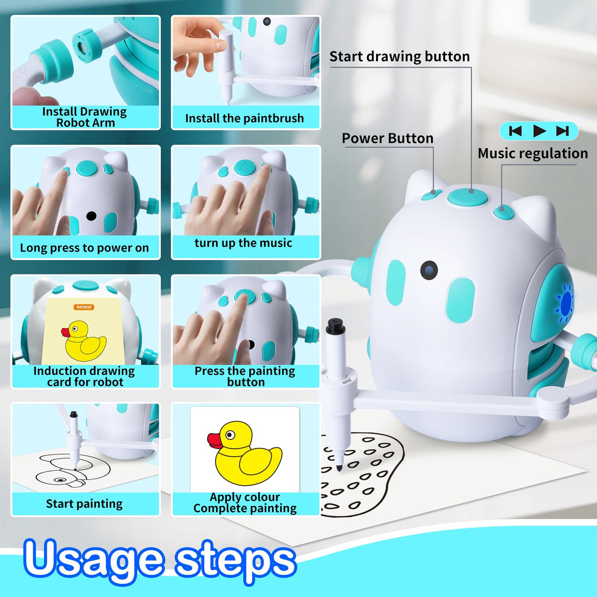 Drawing Robot for Kids 150 Educational Cards Smart Drawing Robot Voice Interactive Partner Montessori Painting Toy for Boys Girls Ages 3-8 Perfect for Birthdays Christmas Learning Fun（English Version） 🍁 All In One Marketplace Canada