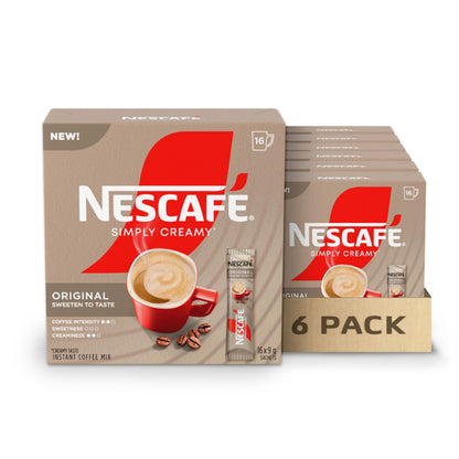 NESCAFE Simply Creamy Instant Coffee, Includes Creamer, Single Serve Sachets, 6 Boxes, 0.9 kg NESCAFÉ