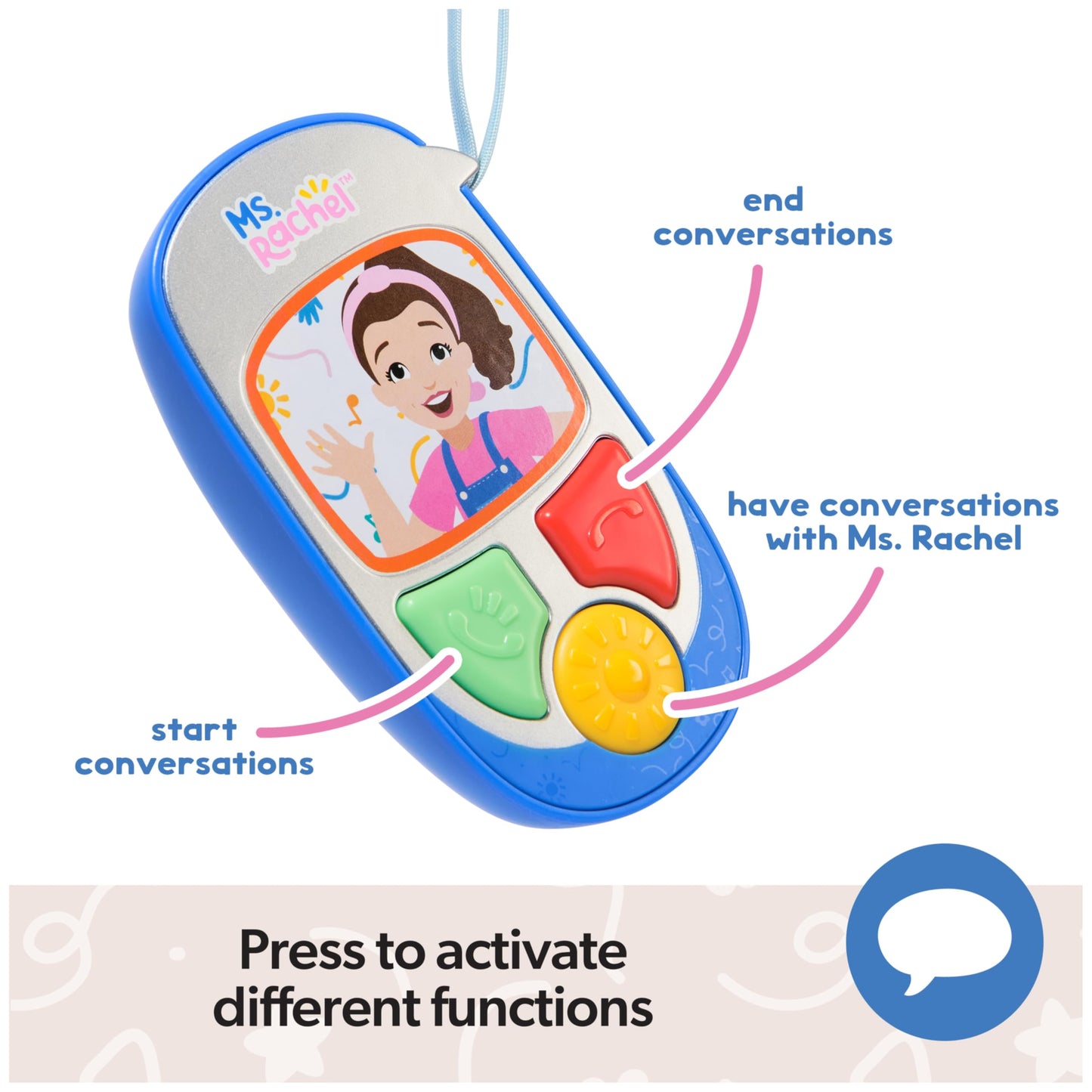 Ms. Rachel Official Electronic Talk with Me Learning Phone with Conversational Phrases, Educational Toys & Toddler Toys for Girls & Boys Ages 1-3+ Ms. Rachel