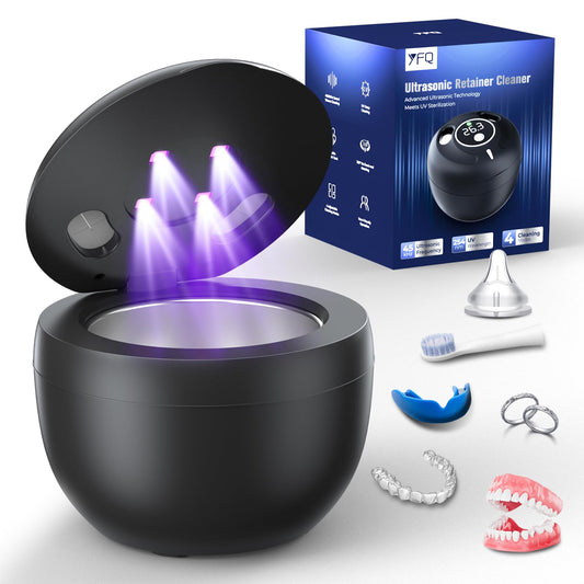 Ultrasonic Retainer Cleaner(2026 Upgraded), 45kHz Cleaning Machine for Dentures, Mouth Guards, Braces, Toothbrush & Jewelry, 200ML Denture Cleaner with 4 Modes for Denture Appliances - Available at All In One Marketplace Canada