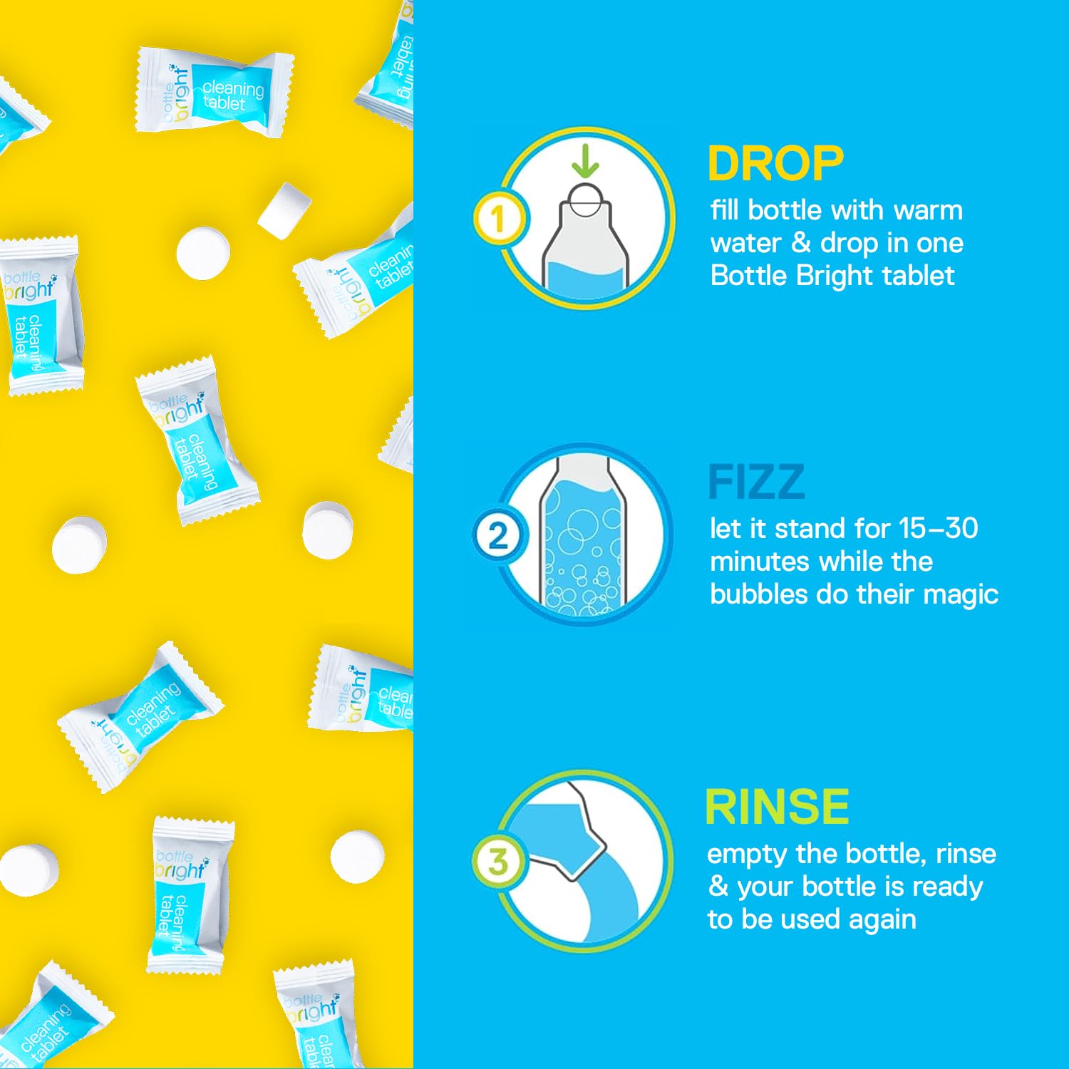 Bottle Bright Water Bottle Cleaning Tablets (36 Count) Bottle Bright