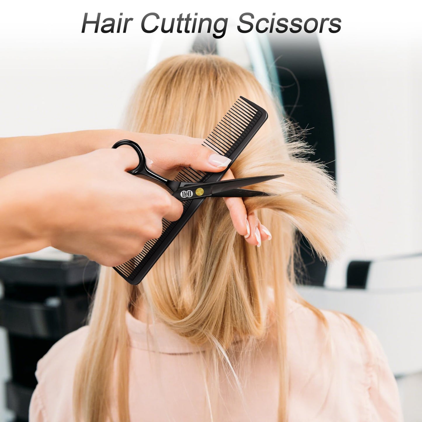 CIICII Hair Cutting Scissors Shears Kit, Professional Barber Haircut Scissors Set (6.7 Inch Hair Beard Hairdressing Trimming Haircutting Thinning Shears) for Men Women Hairdresser Home Salon (Black) - Available at All In One Marketplace Canada