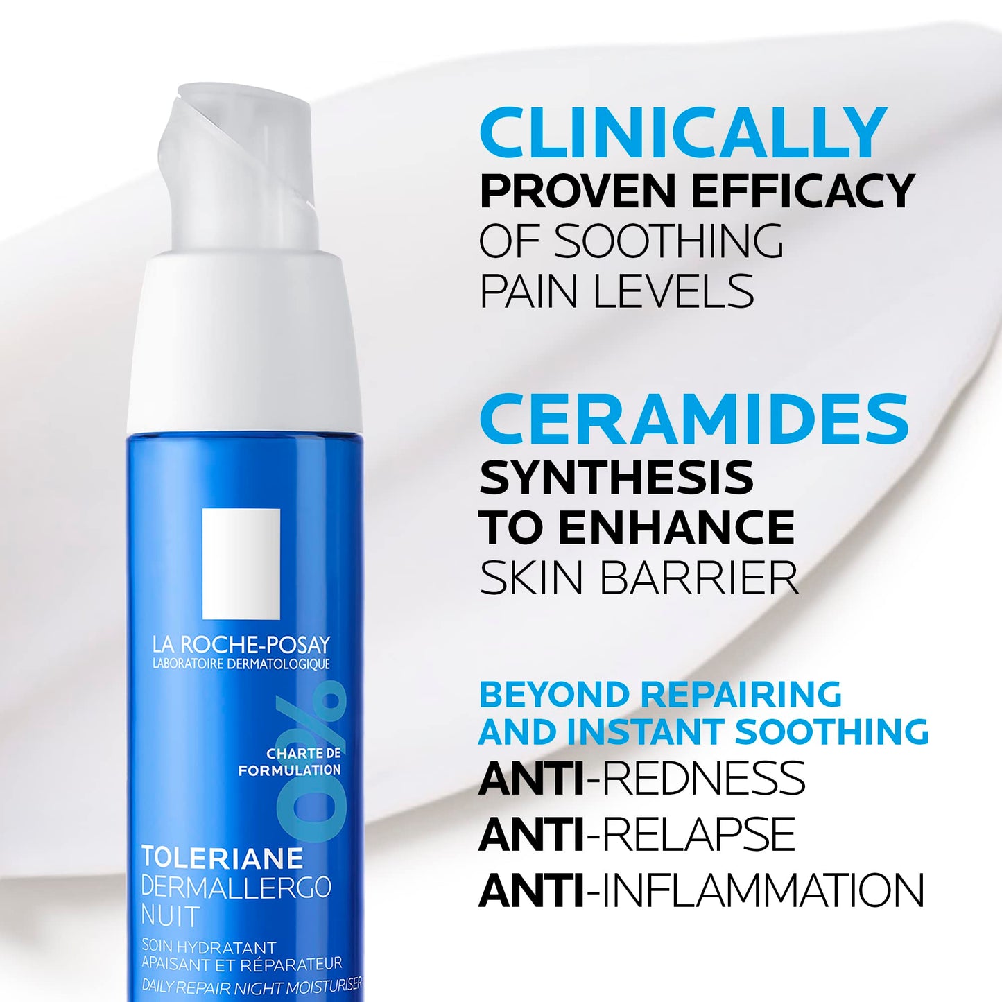 La Roche-Posay Toleriane NIGHT Face cream for Women & Men. Dermallergo Moisturizer for Face, Eyes & Neck. Soothing Ultra Sensitive Skin, Anti-Redness, with Niacinamide & Neurosensine, 40ML 🍁 All In One Marketplace Canada