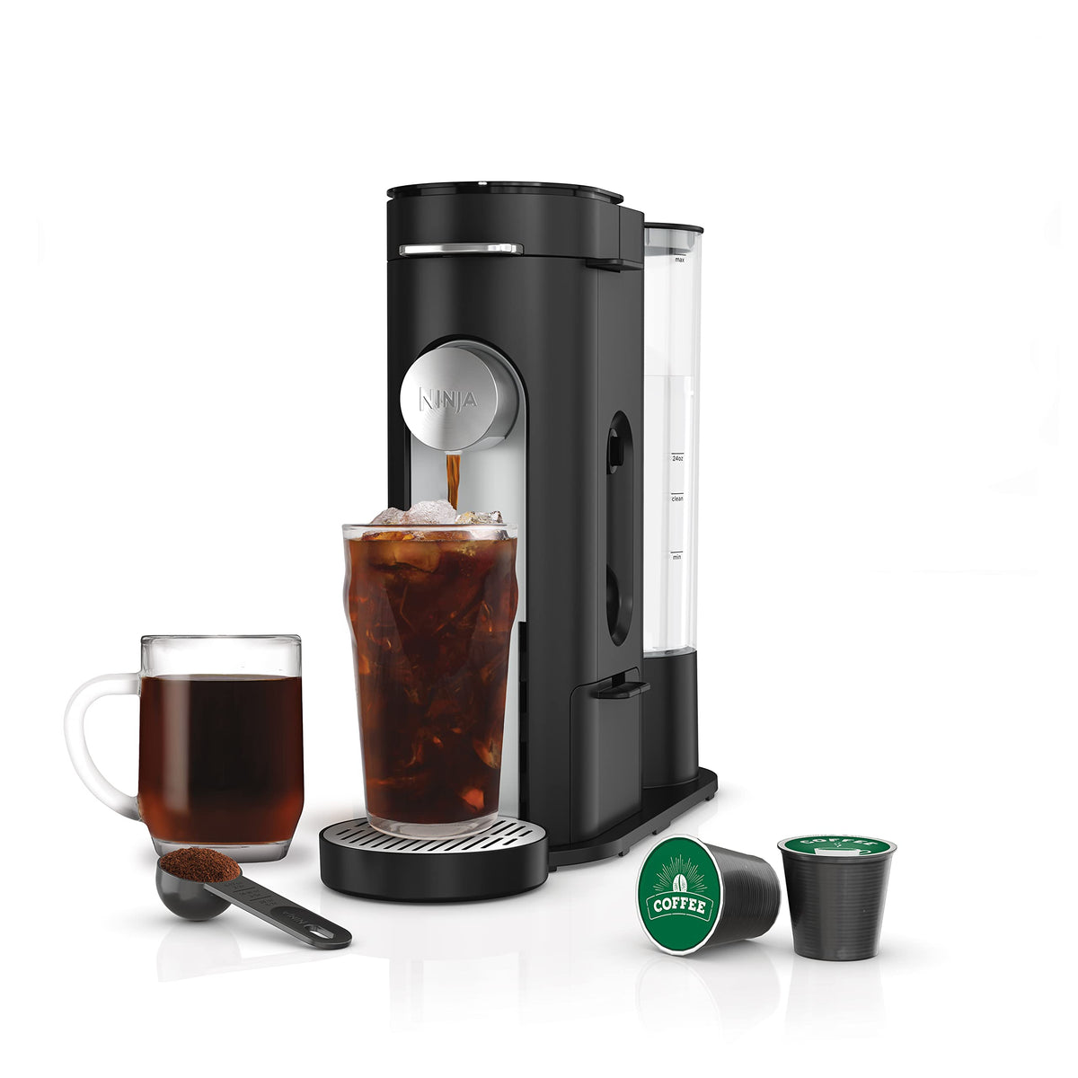 Ninja Pods & Grounds Iced Coffee Maker, K-Cup Pod Compatible, Black, PB040C