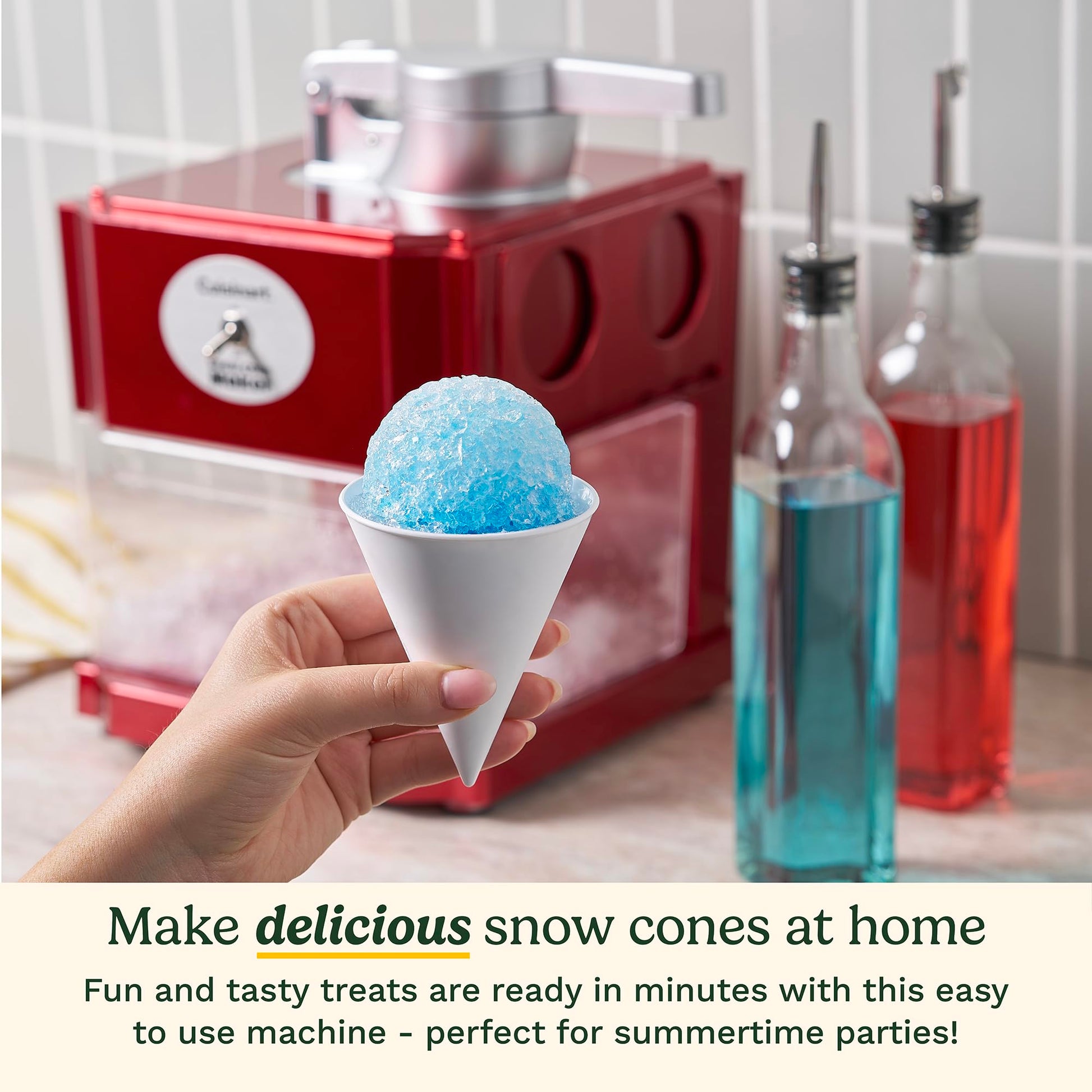 Cuisinart Snow Cone Machine, Home Shaved Ice Maker for Snow Cones, Snow Cone Maker with Reuseable Paper Cups, Makes 5 Icy Cones for Slushies, Frozen Drinks (SCM-10P1C) Cuisinart