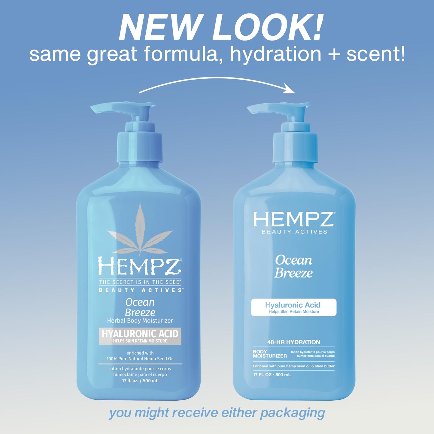 HEMPZ Body Lotion - Ocean Breeze Limited Edition Daily Moisturizing Cream, Shea Butter, Aloe, Body Moisturizer - Skin Care Products, Hemp Seed Oil - 17 Fl Oz HEMPZ