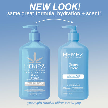 HEMPZ Body Lotion - Ocean Breeze Limited Edition Daily Moisturizing Cream, Shea Butter, Aloe, Body Moisturizer - Skin Care Products, Hemp Seed Oil - 17 Fl Oz HEMPZ