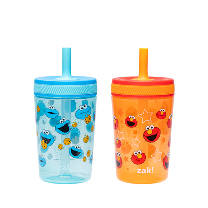 Zak Designs Sesame Street Kelso 15oz Leak-Proof Toddler Straw Cups, 2-Pack
