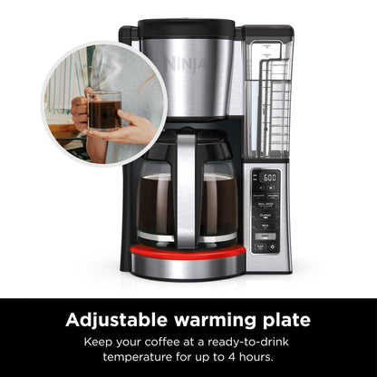 Ninja 12-Cup Programmable Coffee Maker with Glass Carafe – Classic & Rich Brew Styles, Delay Brew & Removable 60oz Water Reservoir, Black/Stainless Steel, CE250C (Canadian Version) Ninja
