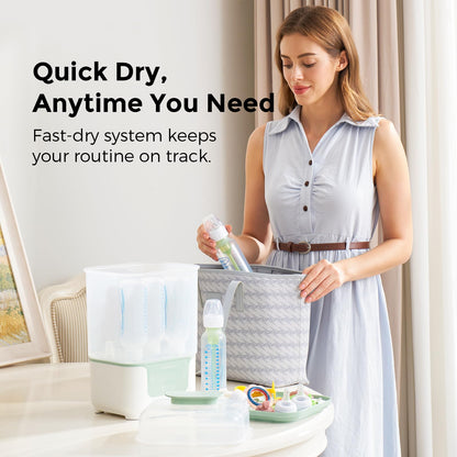 Momcozy Bottle Sterilizer and Dryer, Modular Nesting Space Saving Design, 6 Bottles Capacity, 4 in 1 Compact Sterilizer for Baby Bottles, Breast Pump Parts & Newborn Essentials, Drying Rack Included - Available at All In One Marketplace Canada