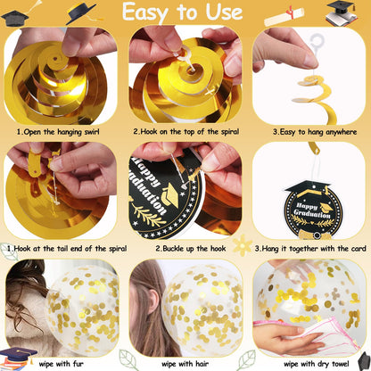 Graduation Decorations 2026, grad 2026 decorations with We Are So Proud of You Banner, Graduation Balloons, Congratulations Hanging Swirls for class of 2025 decorations - Available at All In One Marketplace Canada