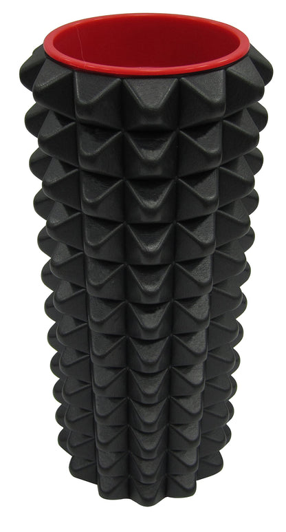 IBF Iron Body Fitness Acupoint Foam Roller - 12", High-Density EVA Foam Roller for Deep Tissue Massage, Back Pain, Yoga, and Physical Therapy - Black and Red IBF IRON BODY FITNESS