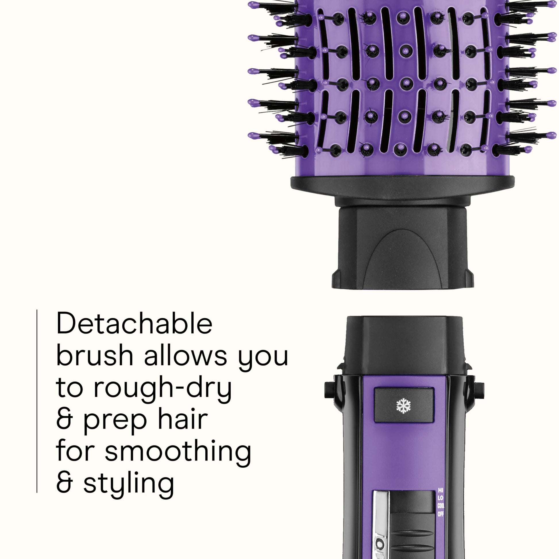 The Knot Dr. for Conair BC116C Detangling Hot Air Brush, Wet/ Dry Styler, Blow Dryer Brush in Pink, Blowout Brush 3 Heat Settings, 1000 Watts, Dry, Style and Volumize Conair