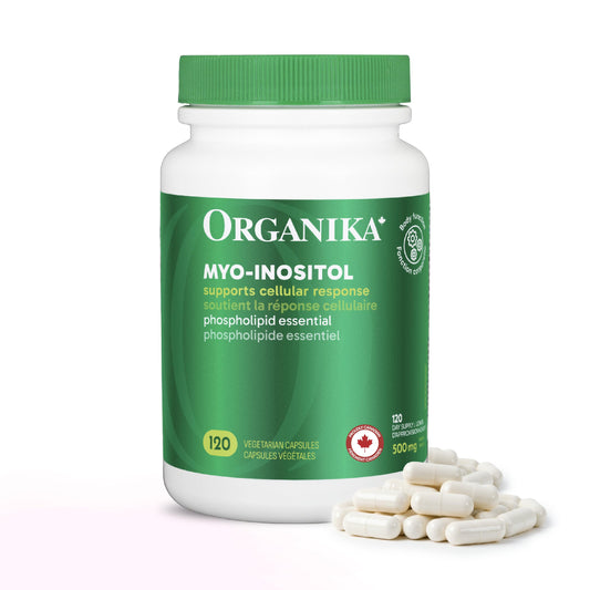 Organika Canadian-Made Inositol (Myo-Inositol)- Cellular Response, Mood Balance, Insulin Support, PCOS Management, Menstrual Cycle Regulation - 120vcaps - Available at All In One Marketplace Canada