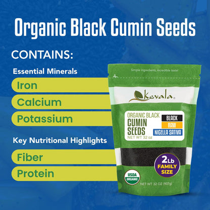 Kevala Organic Black Cumin Seeds (Nigella Sativa) – 2 lb Resealable Pouch