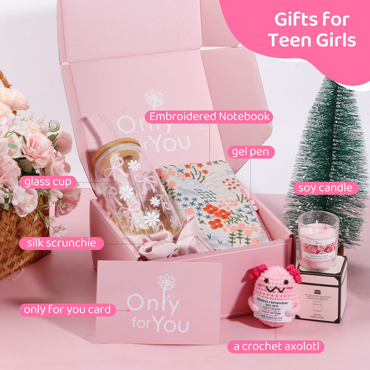 Gifts for Teen Girls, Teen Girl Gift Trendy Stuff, Teenage Girl Gift, Birthday Christmas Valentine's Day Cute Gifts Teen Girls Daughter, Sister, Best Friend Gift Basket for Women (Pink) 🍁 All In One Marketplace Canada