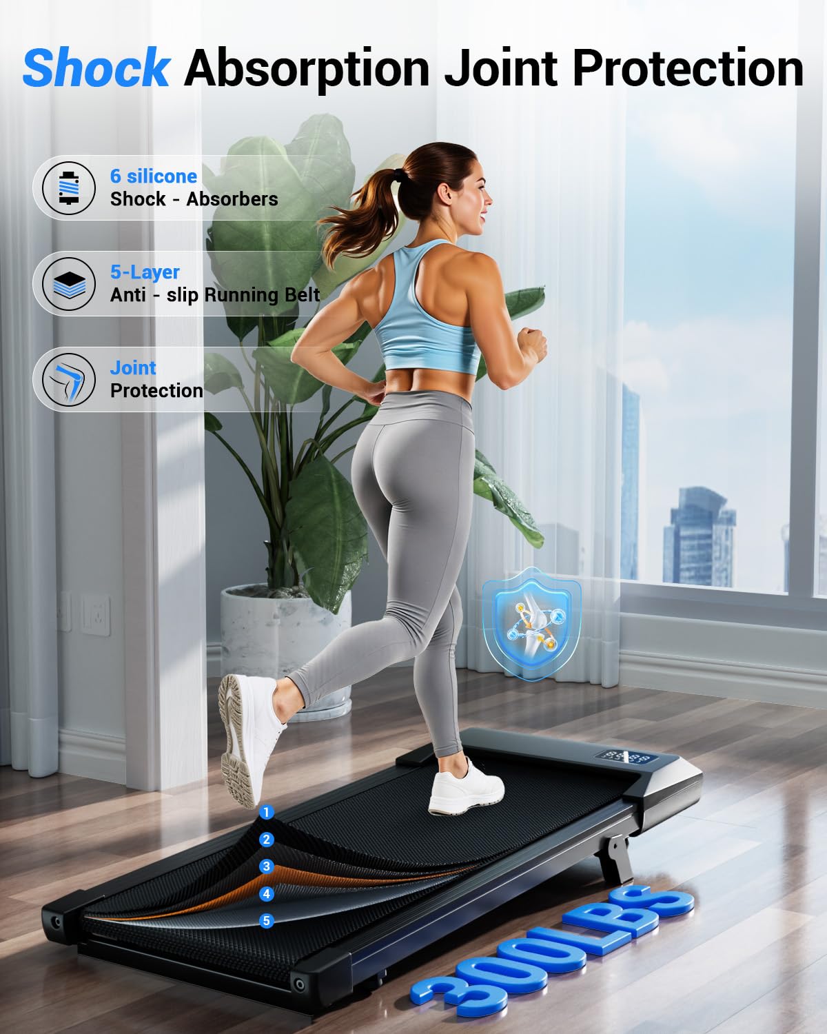Superun Walking Pad,6% Manual Incline Walking Pad Treadmill,Under Desk Treadmill for Home Office, with App & Remote,2.5HP Quiet,LED Display,300 lbs Capacity Superun