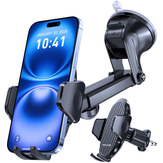 Miracase [2026 Upgraded Strong Military Grade Suction Cup] Car Phone Holder for Cars Dashboard Windscreen Air Vent Desk, 4 in 1 Mobile Phone Mount Automobile Cradle Stand for All Smartphones