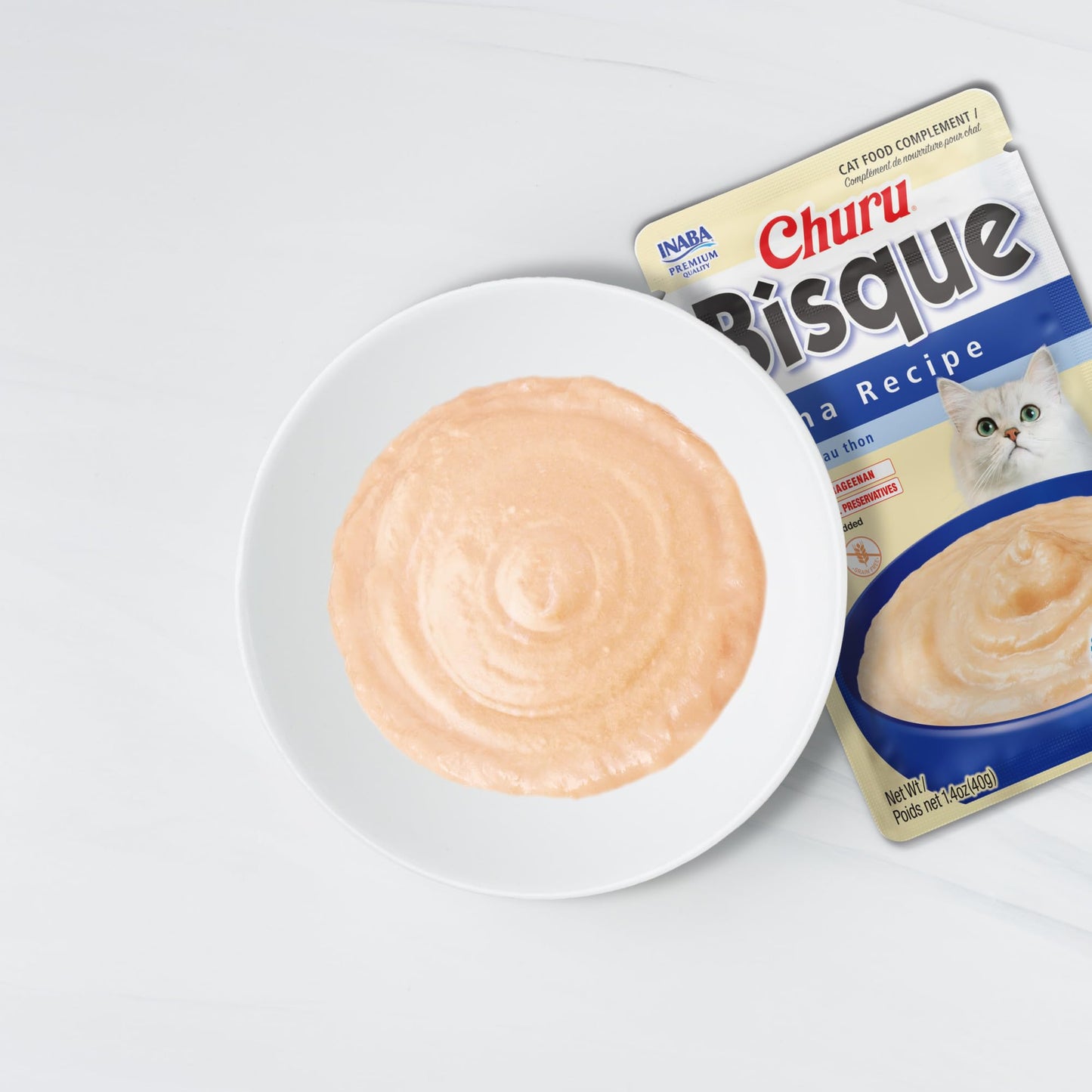 INABA Churu Bisque for Cats, Creamy Lickable Purée Side Dish with Vitamin E, 39 Grams per Pouch, 12 Pouches, Tuna Variety 🍁 All In One Marketplace Canada